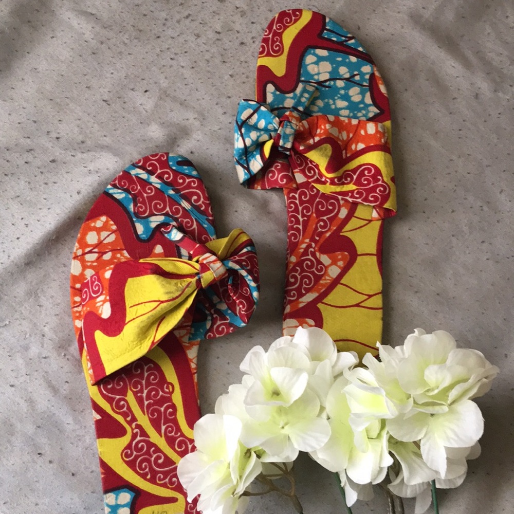 African print slippers
